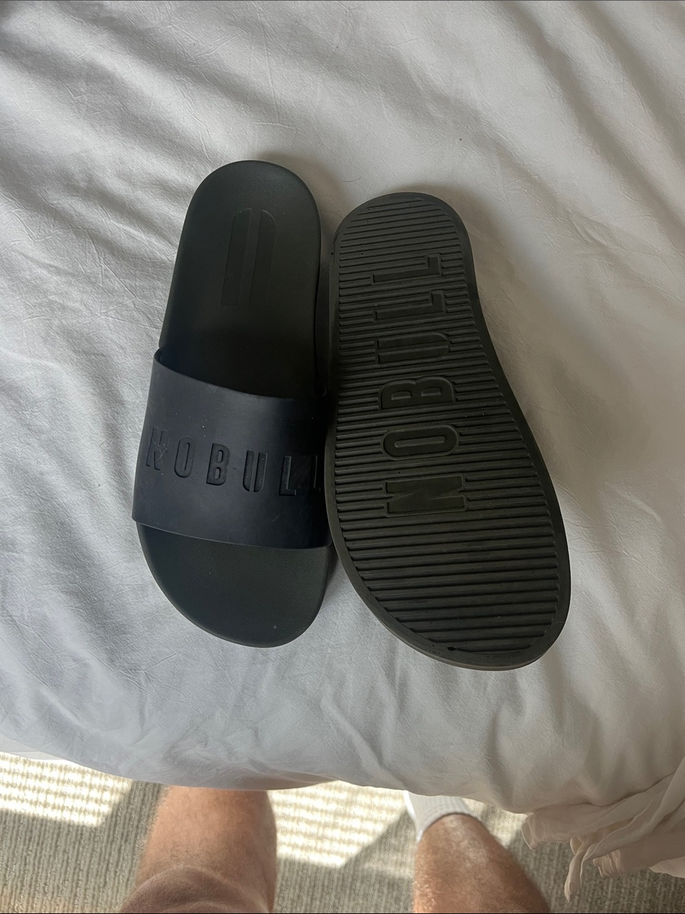 NOBULL Matte Black Slide Sandals with Embossed Logo